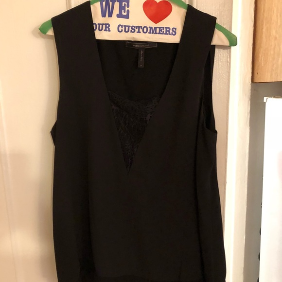 NWOT BCBG Silk Lace V neck top - Picture 2 of 4